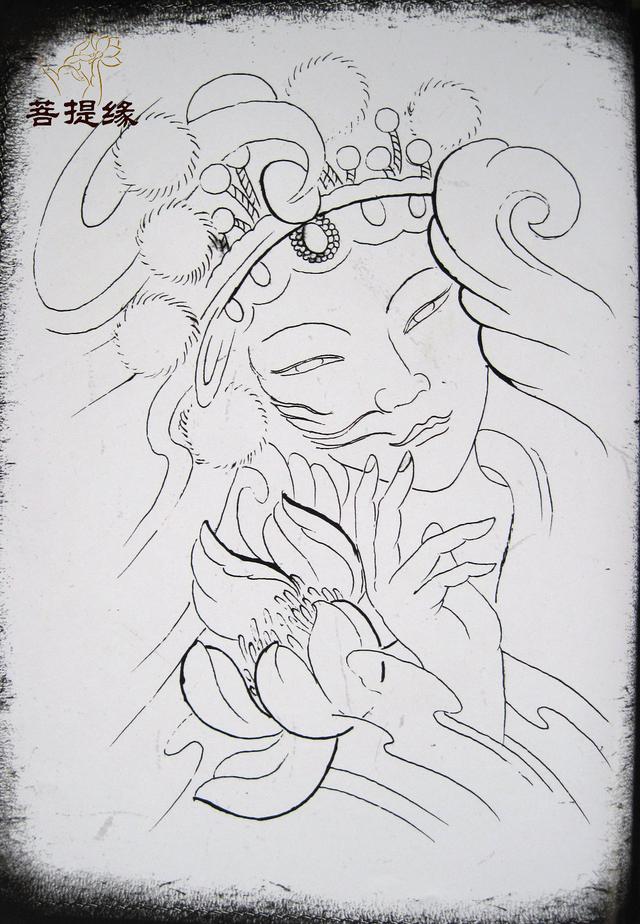 我是雕刻师菩提缘工艺供稿白描般若象神纹身雕刻素材第六期