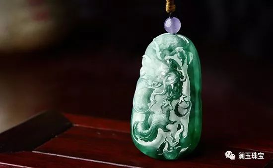 中国风| △峰△AN155 龍/蝠/如意紋 両面 彫刻 干青 翡翠