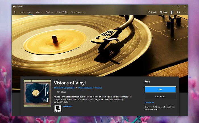 微软发布visions Of Vinyl主题壁纸 Windows 10商店可下载 Store