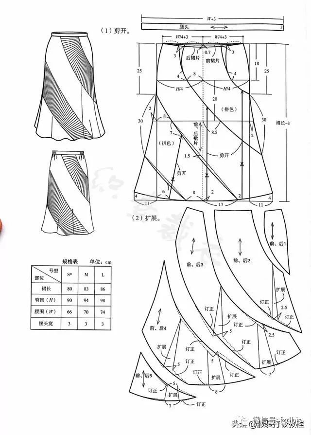 服装裁剪图|属于秋天的中长款半裙!_步裙