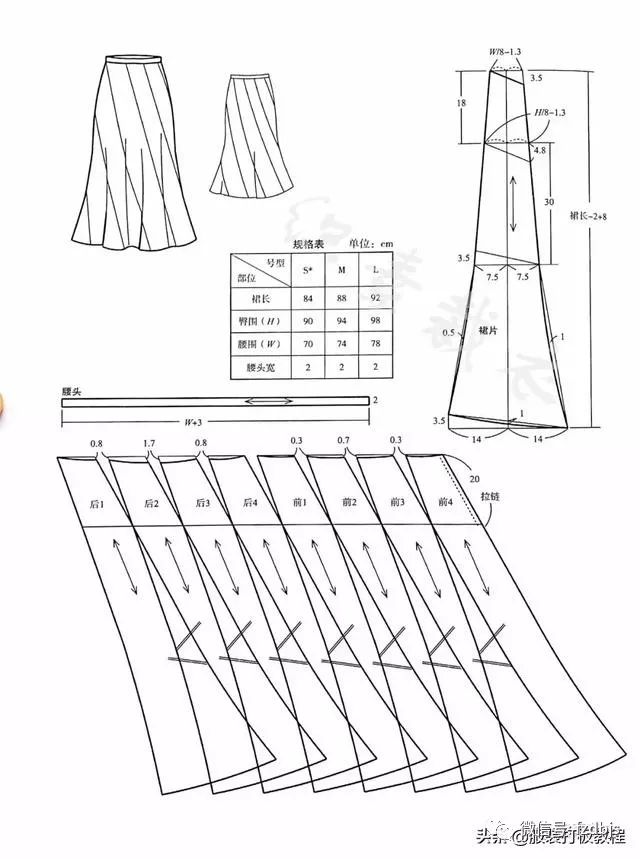 服装裁剪图属于秋天的中长款半裙