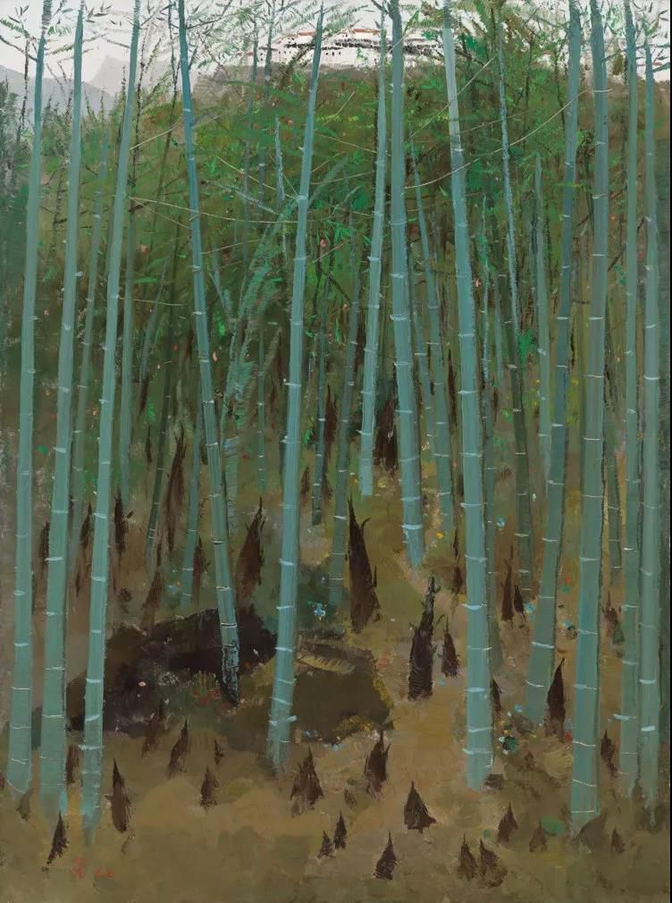 吴冠中《竹林春笋》油彩画布 73.5×55cm 1975年作