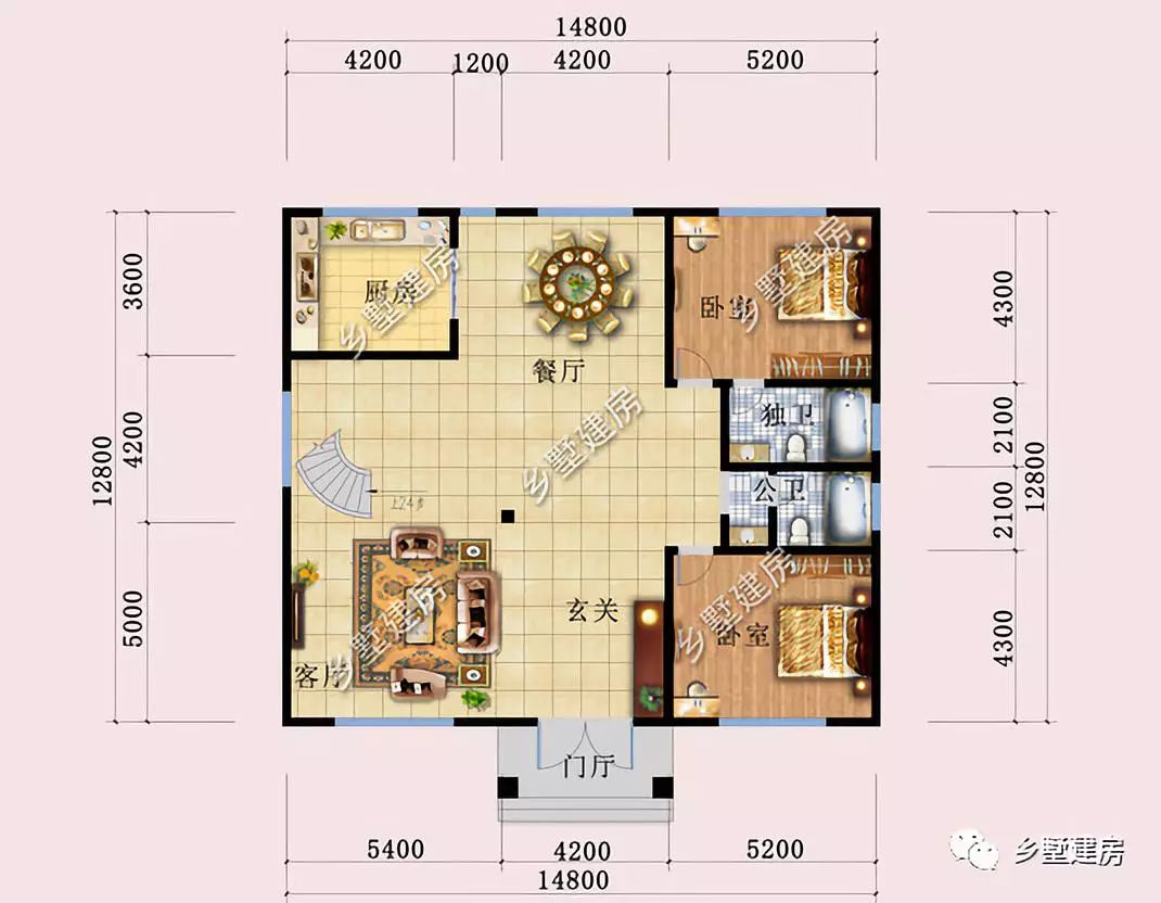 15x13米三层别墅,挑空客厅 大露台,农村建房就选它!