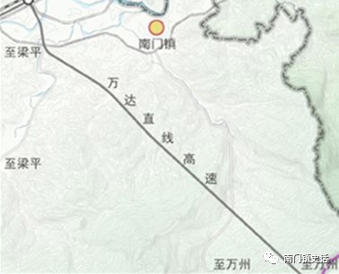 开州交通规划图,可见两条高速公路交汇于南门镇境内