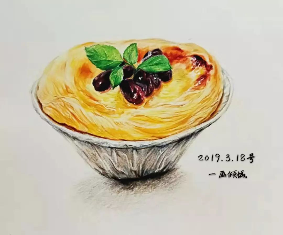 彩铅教程蜜豆蛋挞唯美食不可辜负