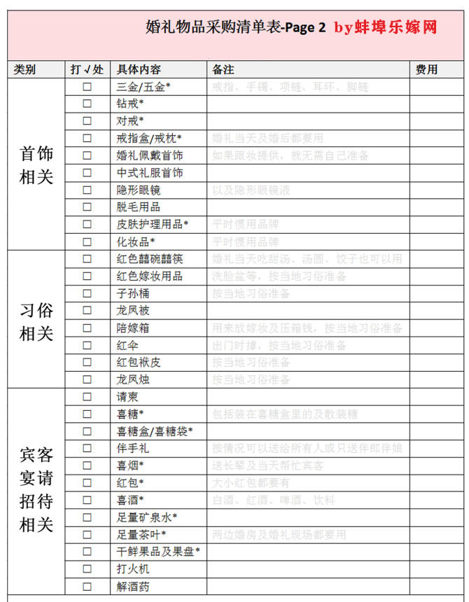 10月婚礼新娘必须买的125件婚礼清单!查缺补漏的最后时期