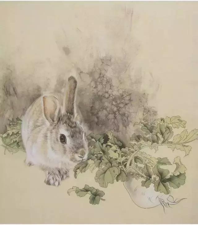 怎么画兔子?工笔画法分步示范讲解,兔子花好看就这么简单易学