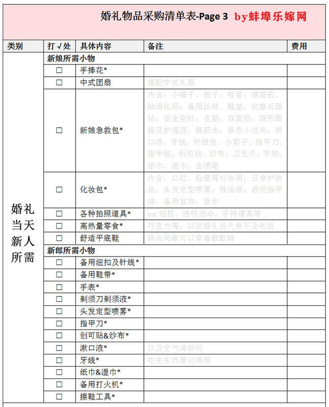 10月婚礼新娘必须买的125件婚礼清单!查缺补漏的最后时期