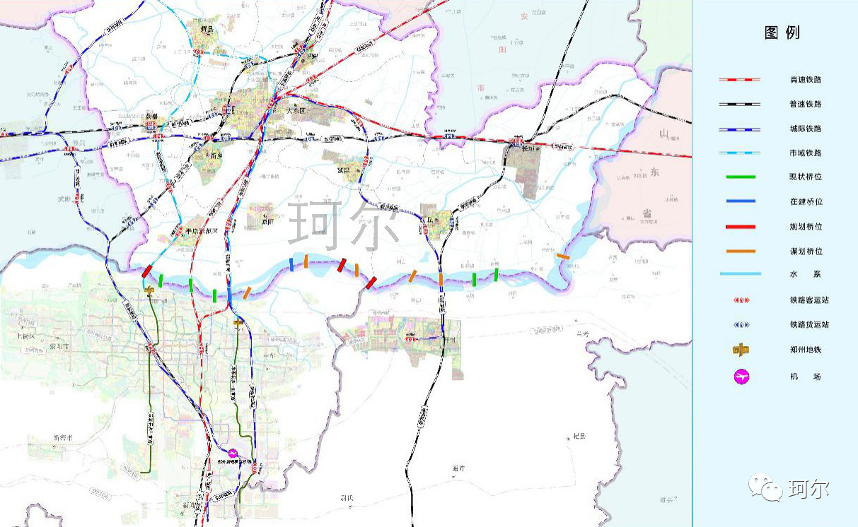 自西向东分别为郑州至新乡高速(新晋高速南延),s101,现状g107,京