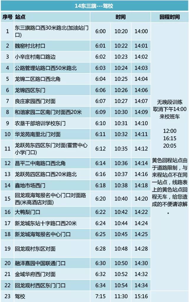 海淀驾校丨最新班车线路(2019年7月23日)