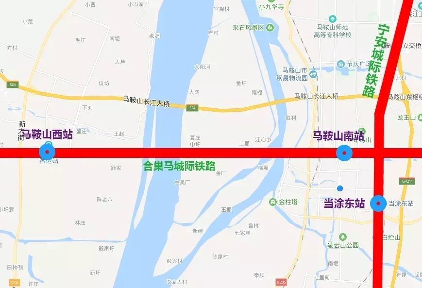 (马鞍山南站位置示意图)