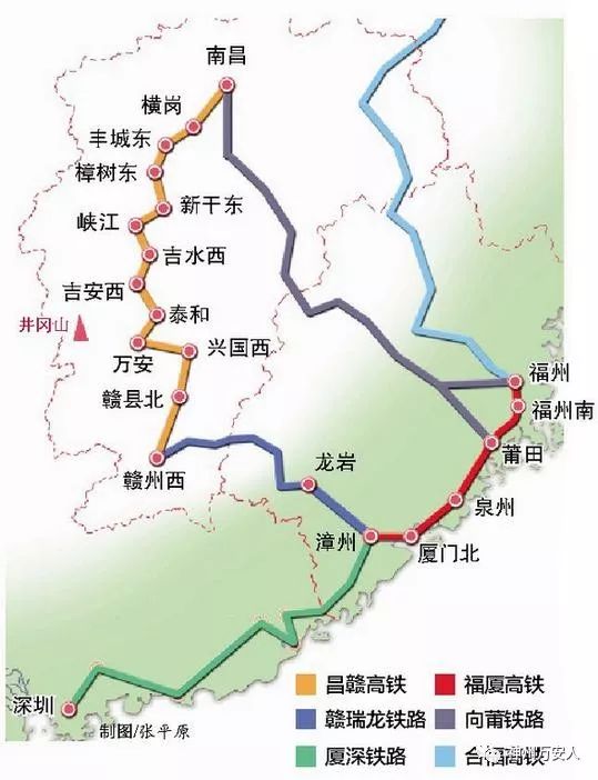 万安井冈山至厦门等地4小时动车直达(线路图)!昌赣高铁年底通车!