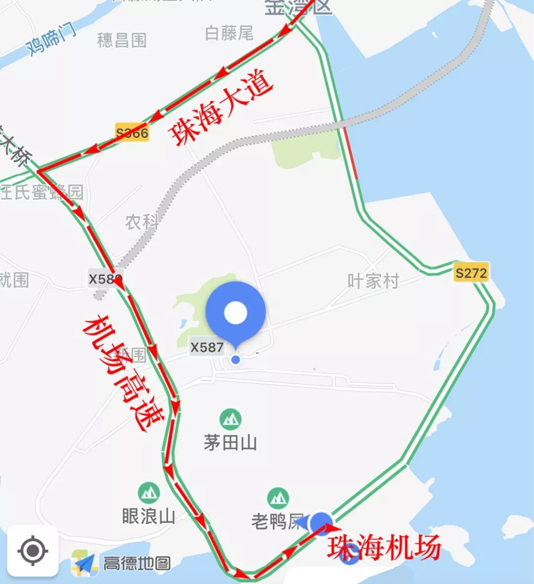 珠海金湾机场路封闭施工街坊们可以这样绕行