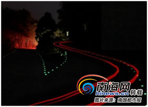 海南首条“自发光农村公路”投入使用 全长20公里