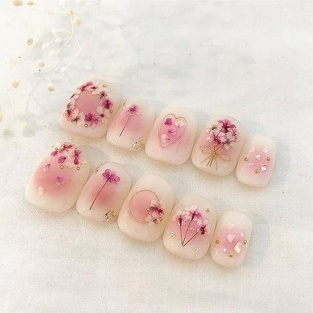 夏日里的干花美甲,美美美