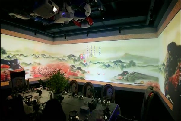中国风效果的全息餐厅