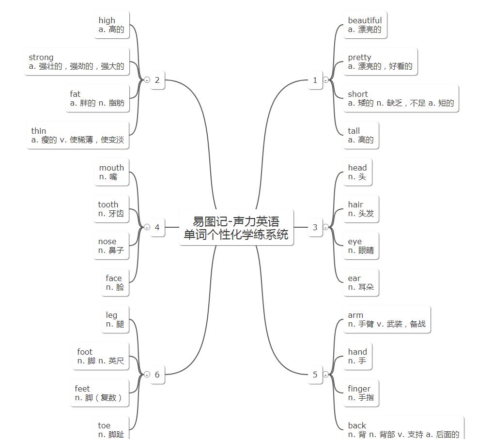 人体结构特点的英语单词速记(含思维导图和视频)