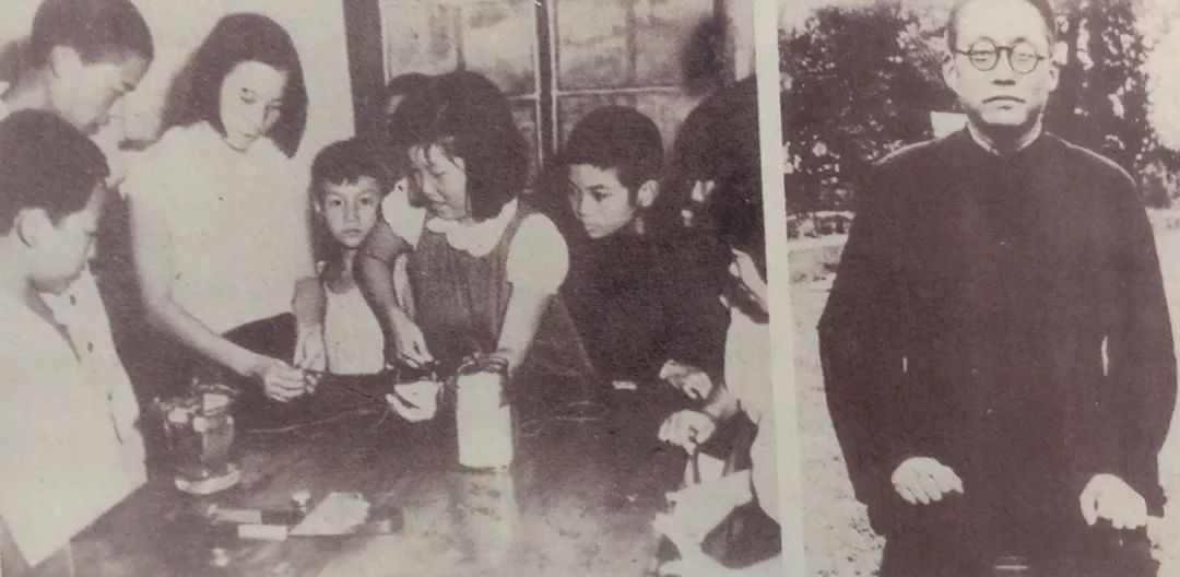 1945年陶行知在育才学校留影(右).