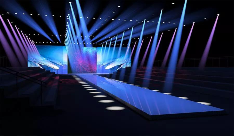 为本届展会秀场区设计了配备有业内顶级舞美及灯光设置的专业舞台
