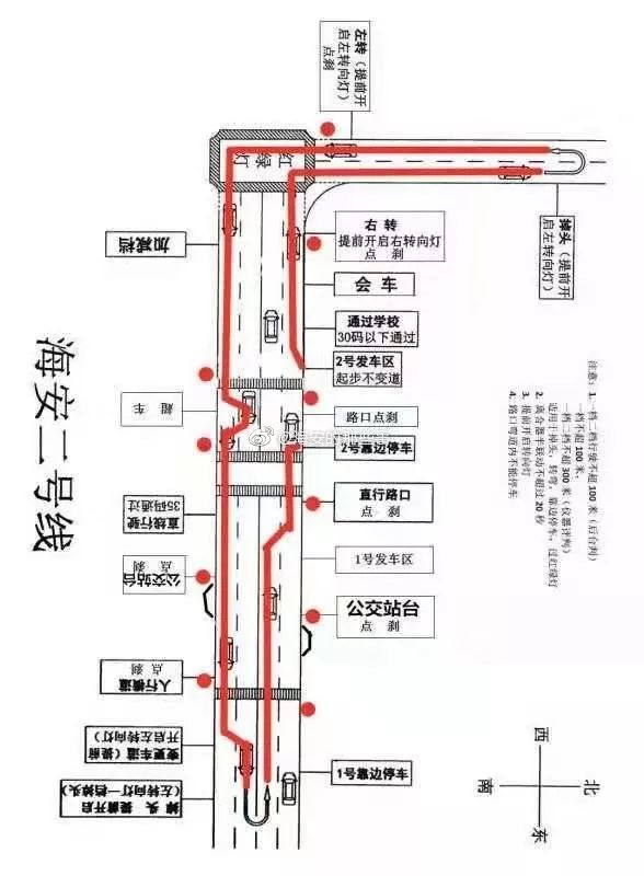 注意变化最新海安考点科目三考试路线图