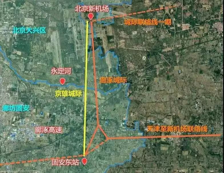 连接北京,天津,和雄安新区.