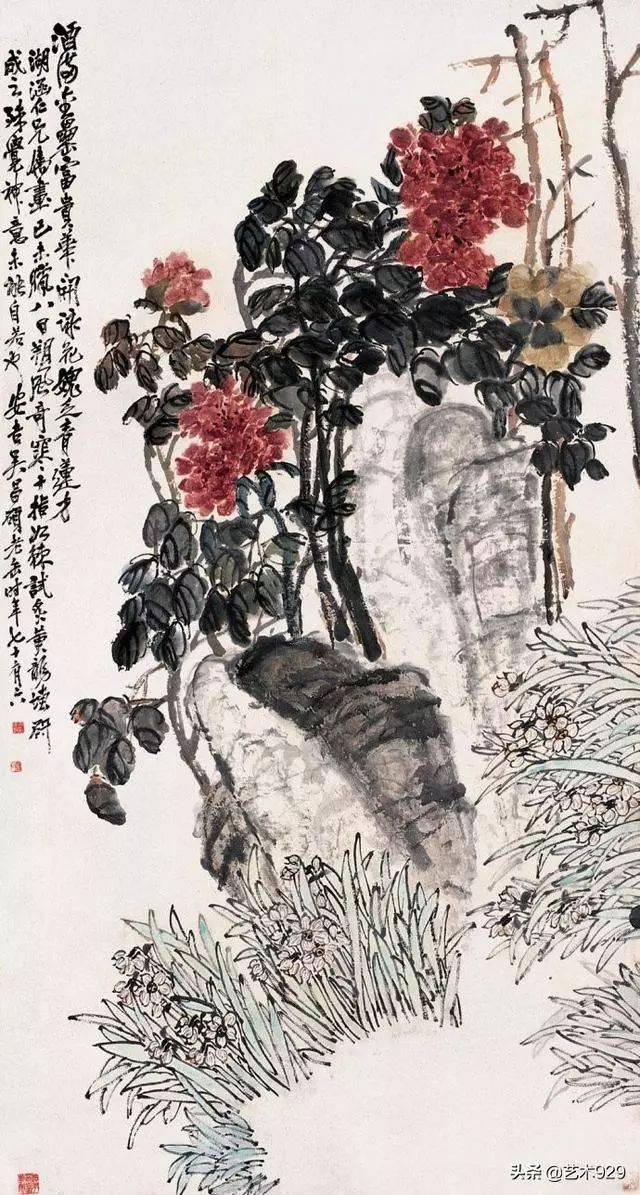 吴昌硕写意牡丹_搜狐网