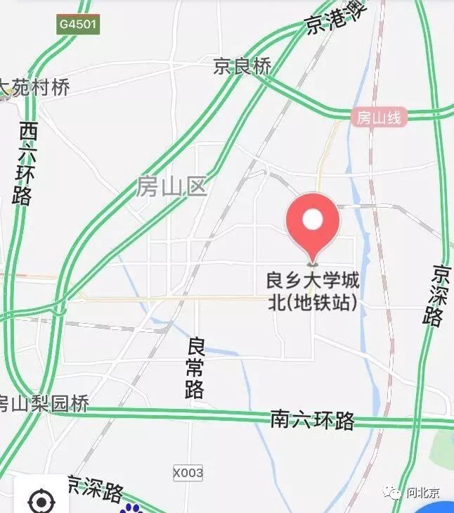 地铁良乡大学城北站位置/百度地图