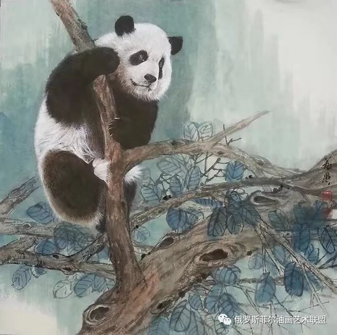 黄若愚独具一格的彩墨熊猫画,他笔下塑造熊猫物象的千姿百态,以水粉画