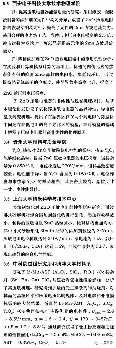 中国电压敏陶瓷技术三十年发展回顾