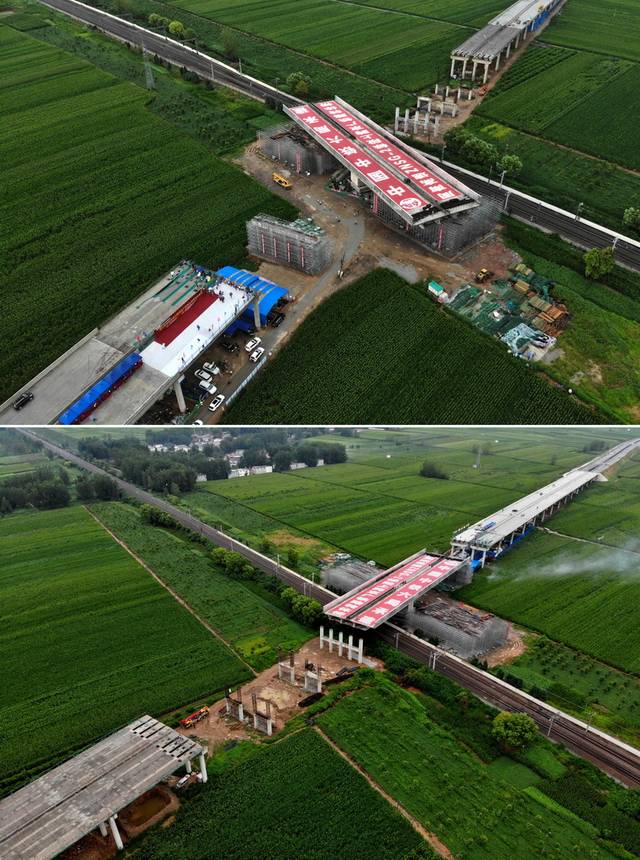 周南高速上跨京广铁路万吨转体桥成功转体
