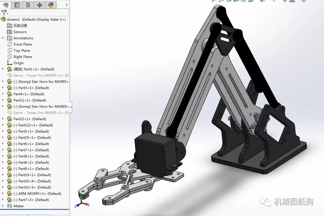 【机器人】acrylic机械臂3d图纸 solidworks设计