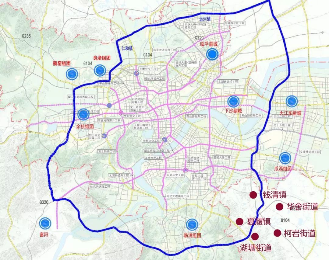 4. 杭州中环萧山南段:南段西与富阳相接,东与绍兴柯桥相连,长约23.