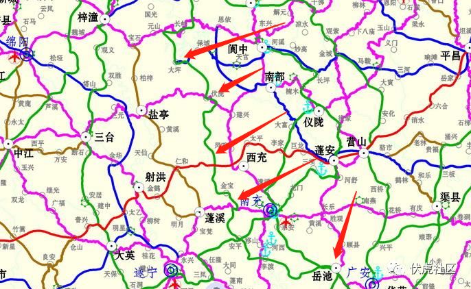 有伏虎有关的两条道路走向为:1,国道g245(巴中—金平):原s101(成都