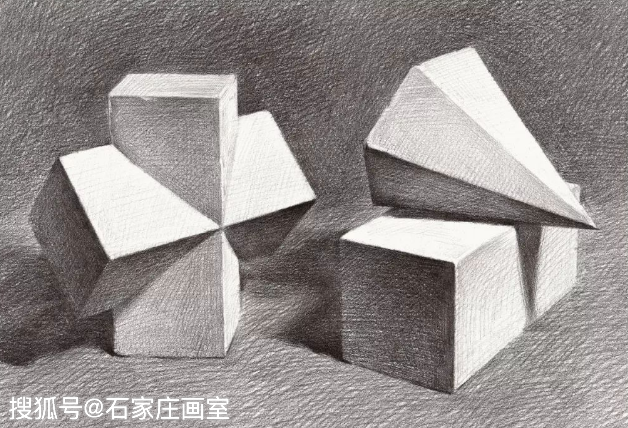 石膏体素描静物穿插组合作画步骤教程