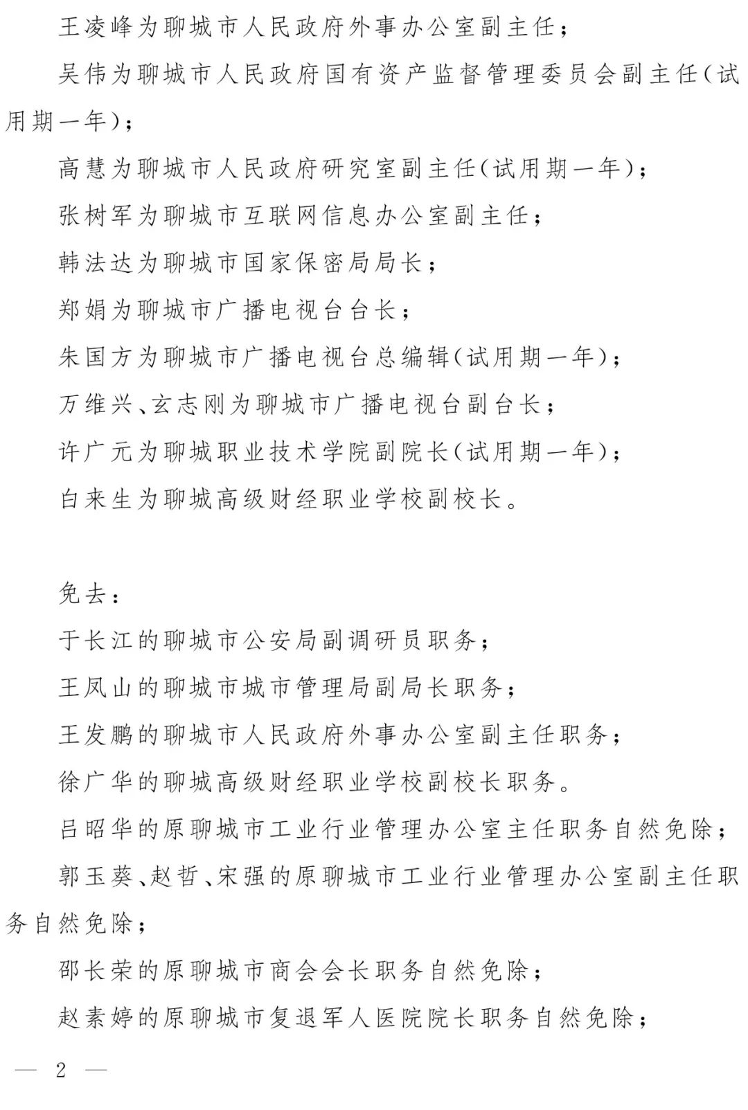 聊城最新人事任免及任前公示涉及20多名干部