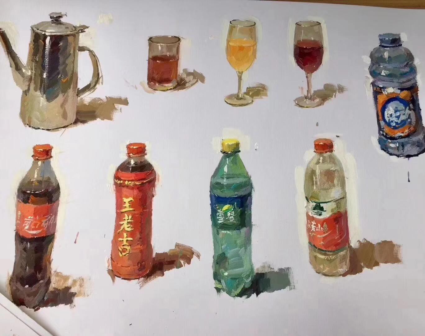【北京京艺教育】色彩静物难点,塑料瓶的刻画解析,看完这篇零基础也能