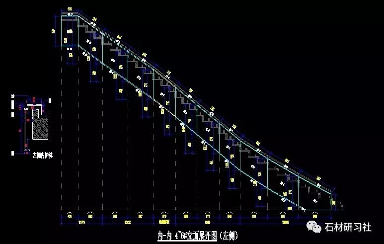 石材旋转楼梯cad素材的正面与侧面平面图参考