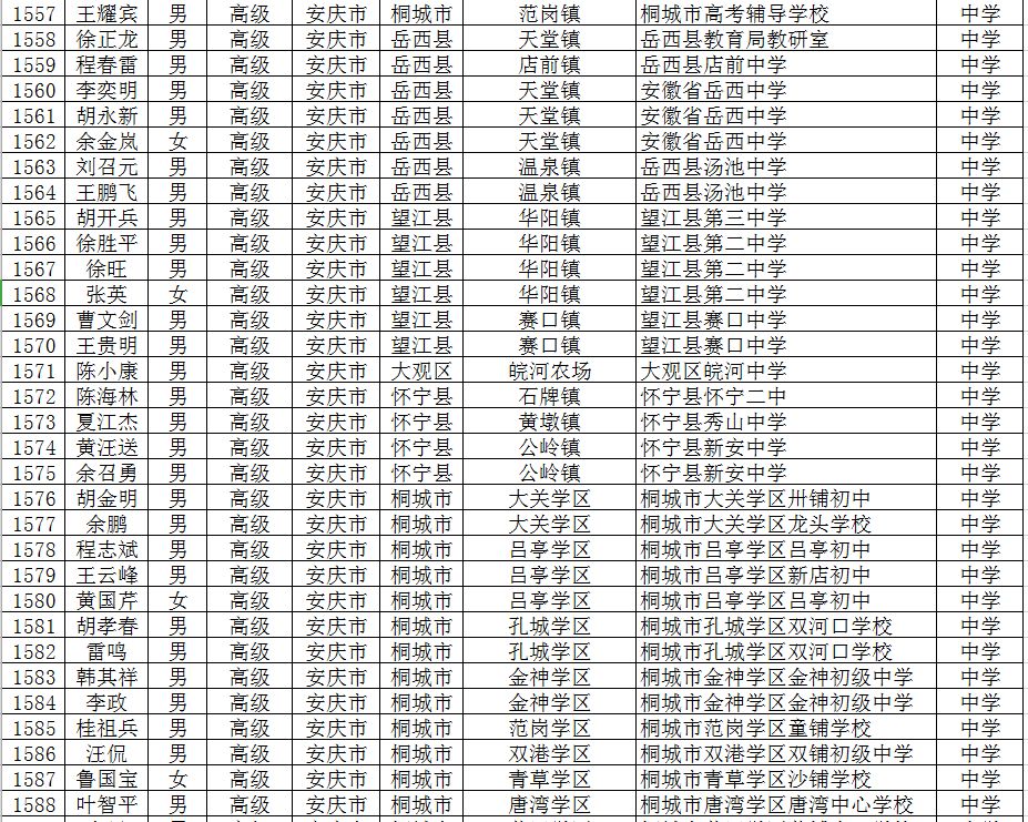 桐城市多名乡村中小学首席教师人选公示有你熟悉的吗