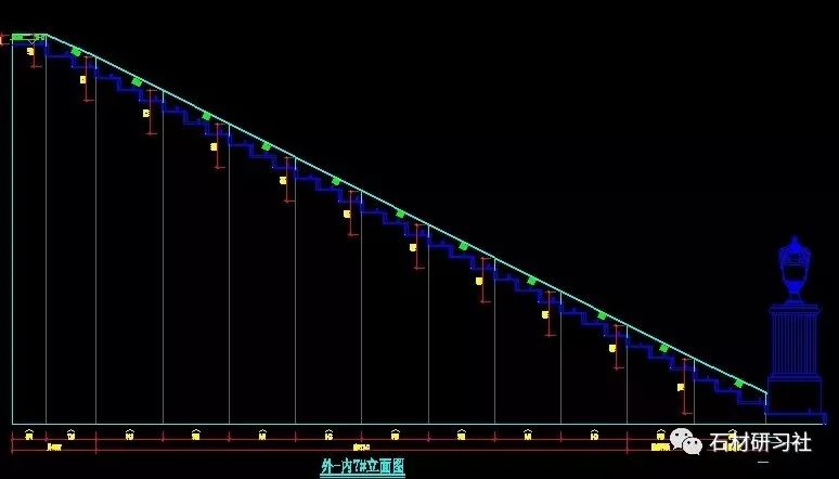 石材旋转楼梯cad素材的正面与侧面平面图参考