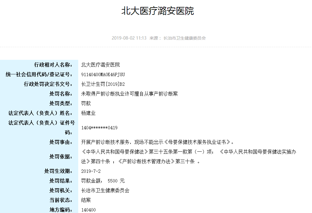 通报长治3家医院1家卫生院被处罚