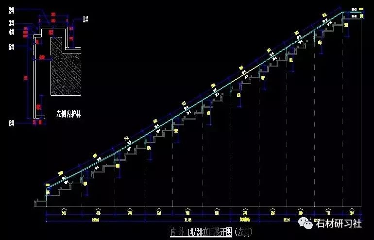 石材旋转楼梯cad素材的正面与侧面平面图参考