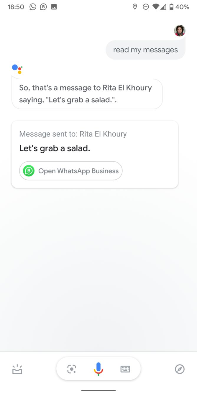googleassistant可以阅读来自whatsapp等其他应用的信息