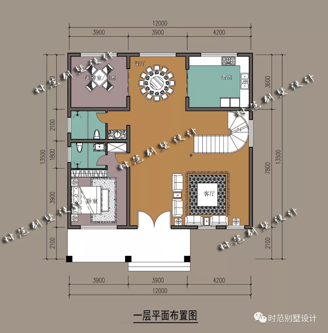 12x13米二层复式小别墅,棋牌室小书房,适合农村自建