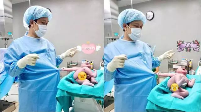                     刚出生的婴儿抓住医生不放，医生一脸无奈，网友：把我塞回去