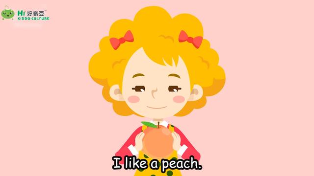 小女孩说i like a peach.我喜欢桃子.