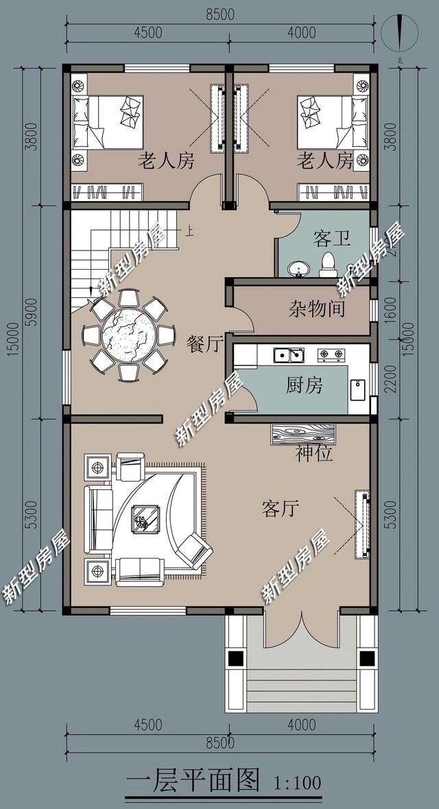 可以看看这套三层住宅:正面一二三层均做凸出设计,有助于增加房屋可