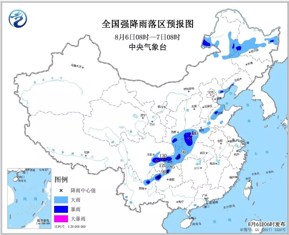 【天气预报】 未来三天全国天气预报08月06日
