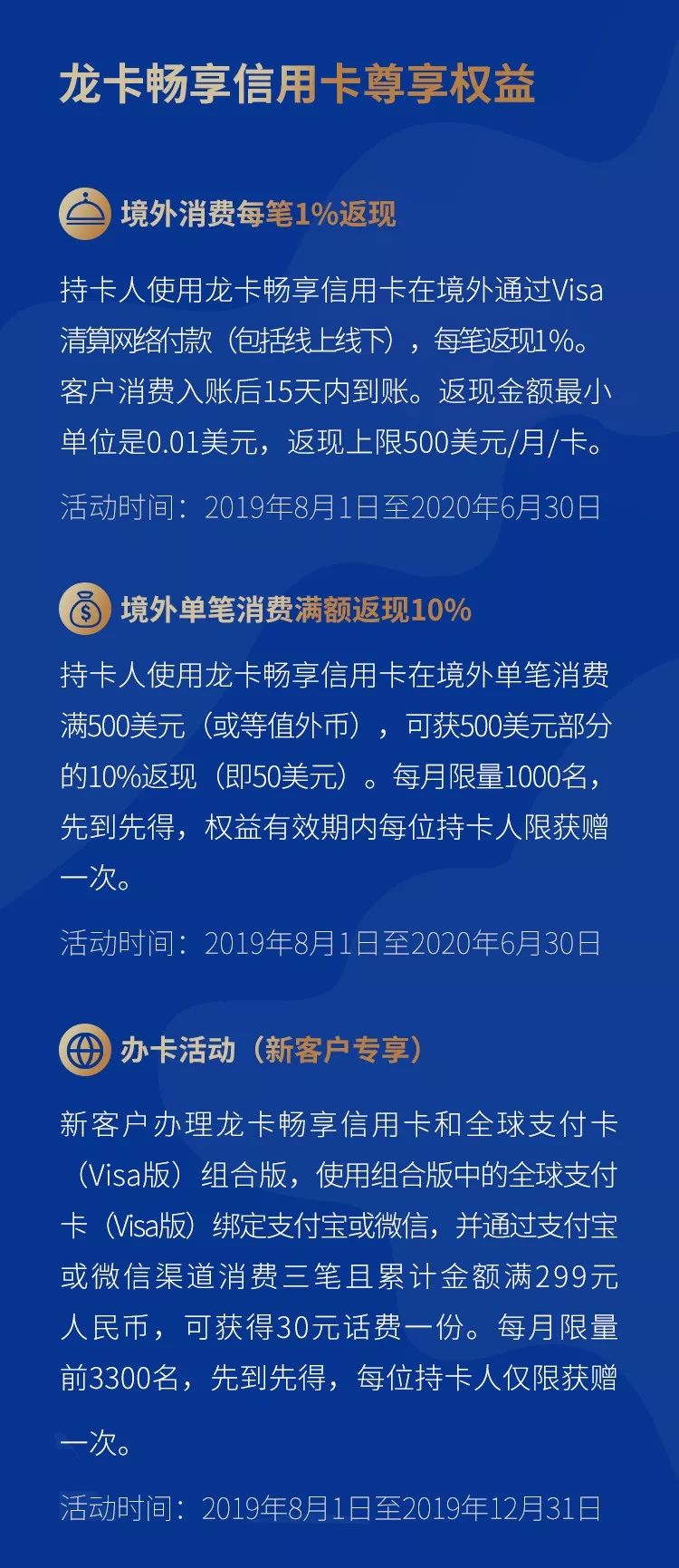 * 目前您可前往建行网点填写申请表申请龙卡畅享信用卡,线上申请即将