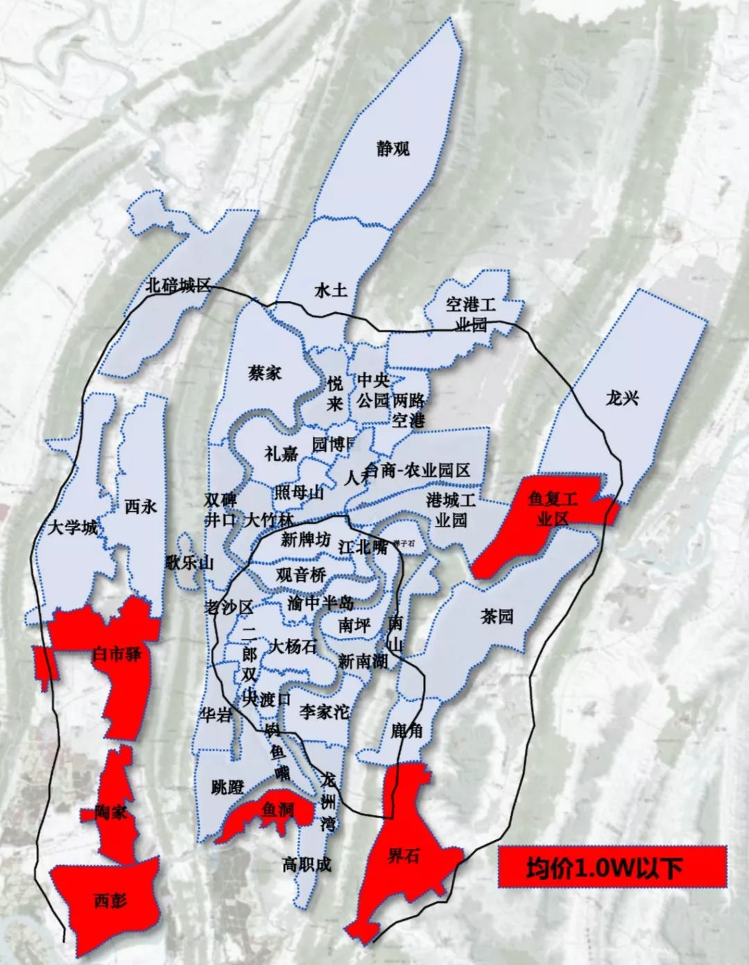 重庆主城区房价地图2019年