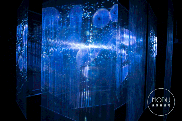美到窒息的蓝色科技感投影,模拟人体细胞动态,每一秒画面都在变化
